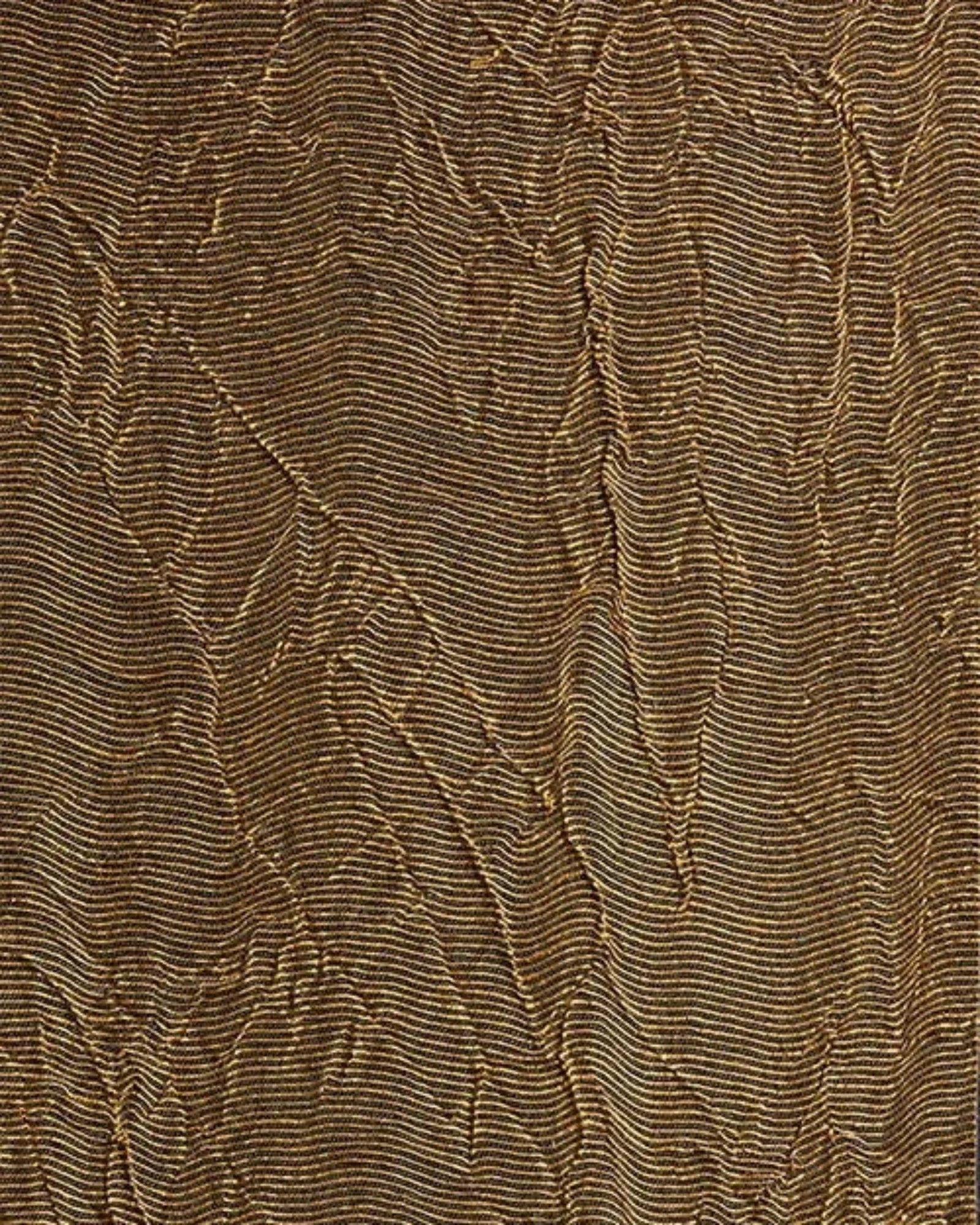Close-up of textured brown fabric with fine wavy lines, luxury interior material