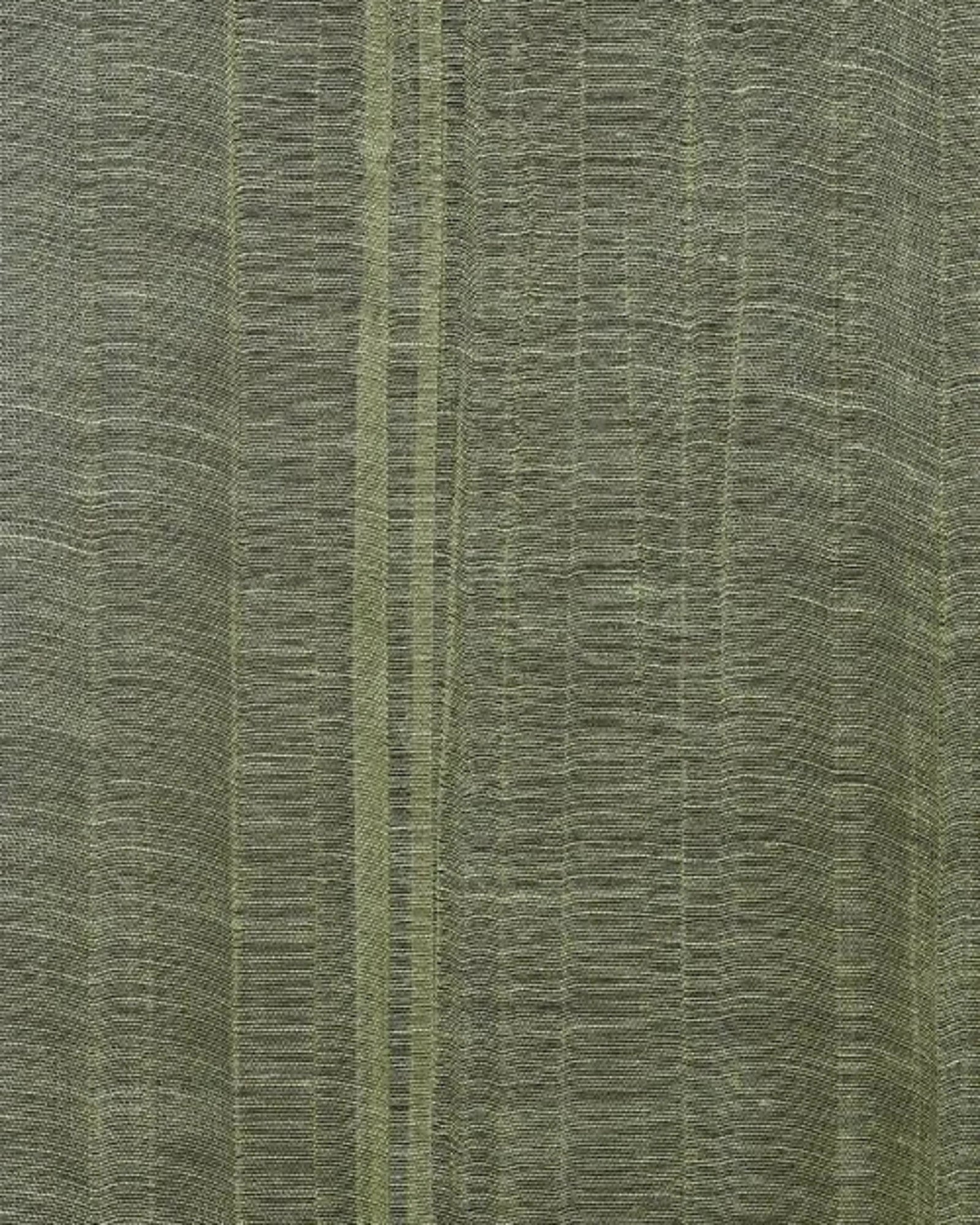 Green woven textile fabric with subtle vertical stripes and textured pattern