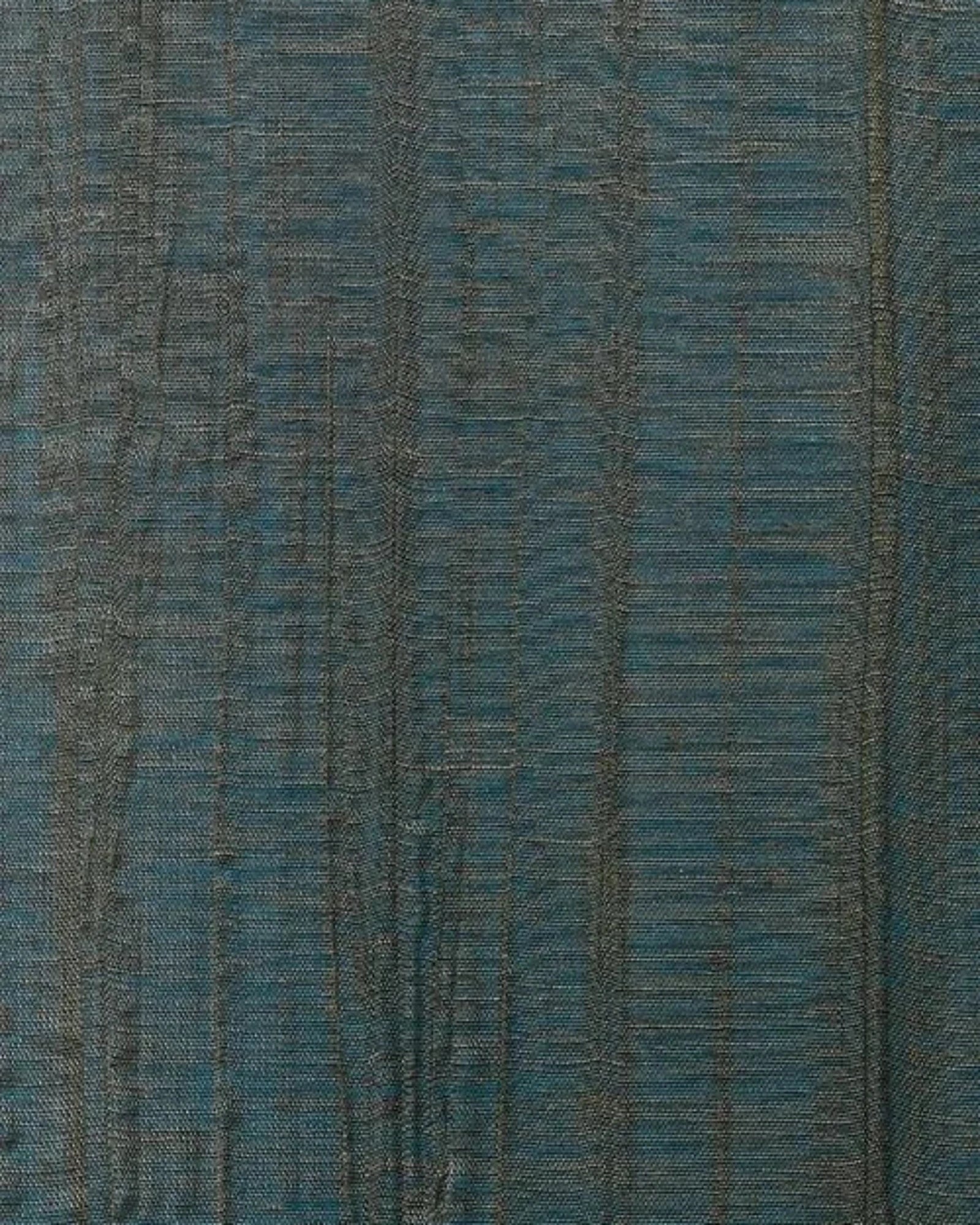 Blue and grey textured woven fabric with subtle vertical lines, suitable for luxury interiors.