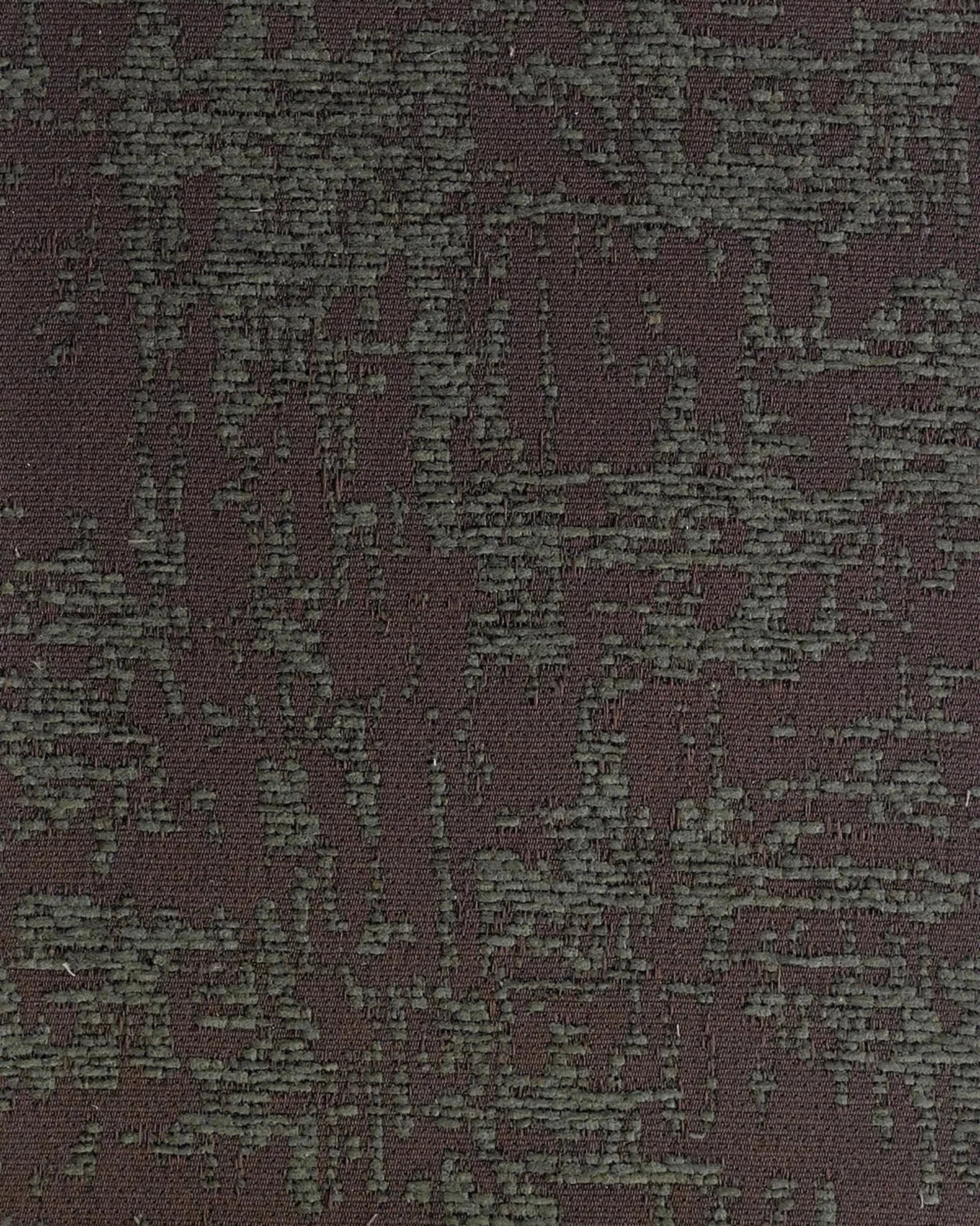 Close-up of textured, woven upholstery fabric in dark brown with irregular geometric pattern