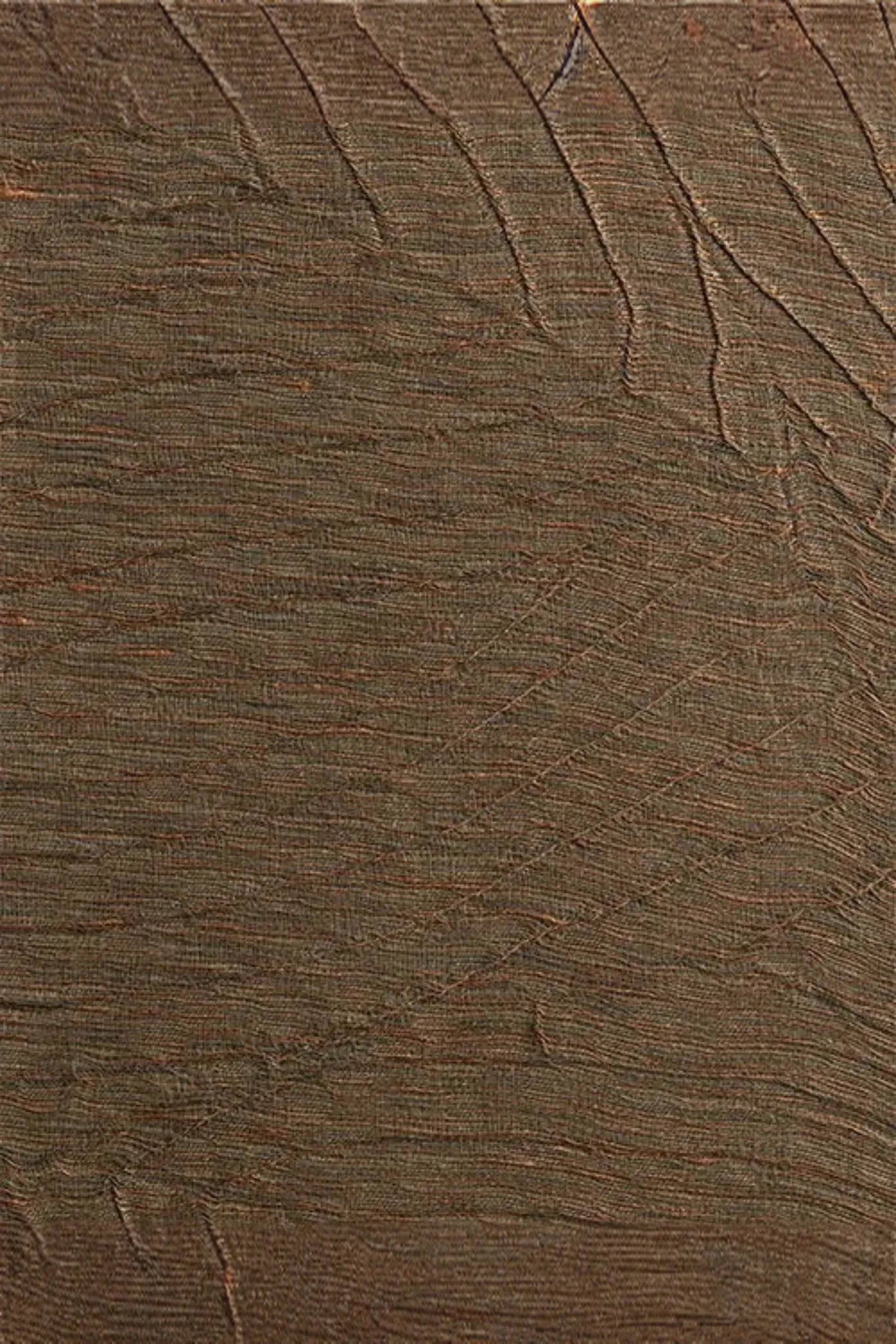 Brown textured woven fabric with organic, sculptural lines and subtle pattern details