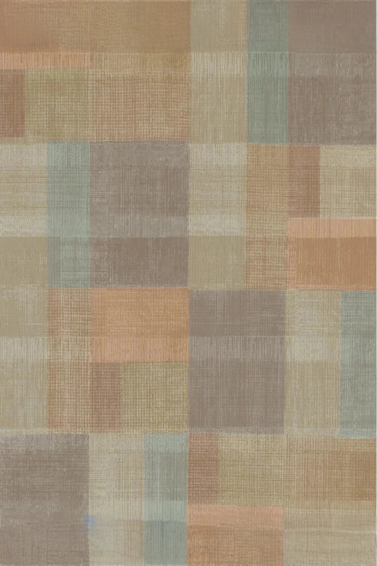 Textured tartan pattern fabric in muted earth tones and pastel squares, ideal for luxury interiors