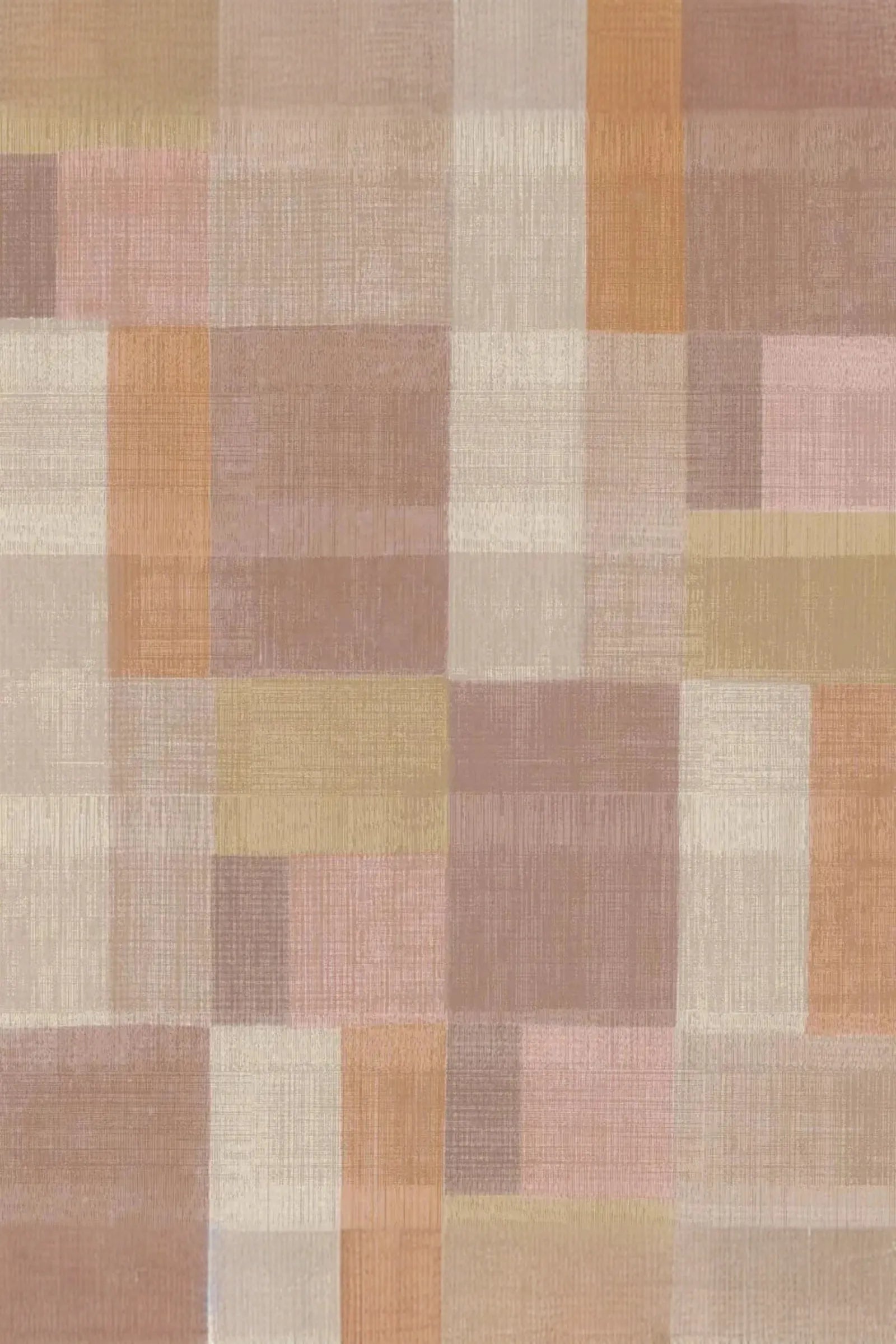 Muted tartan fabric pattern with beige, pink, and tan squares, soft woven texture
